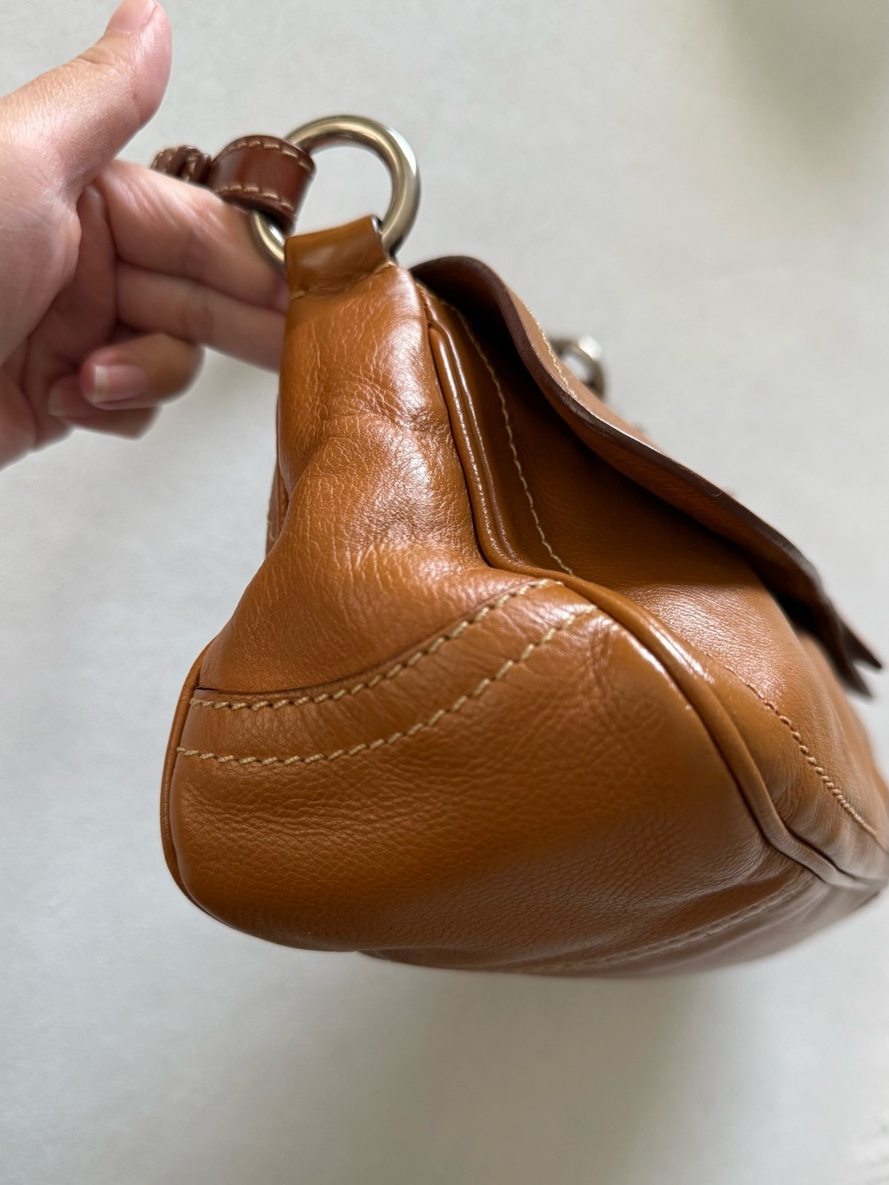 PRADA Vintage Tan Leather Shoulder Bag with Tag - Picture 5 of 13